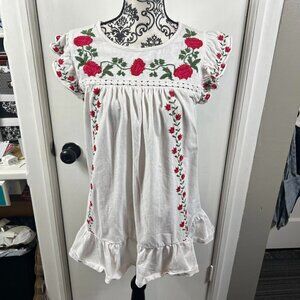 Keep in Touch floral embroidered ruffle tunic or mini dress cap sleeve